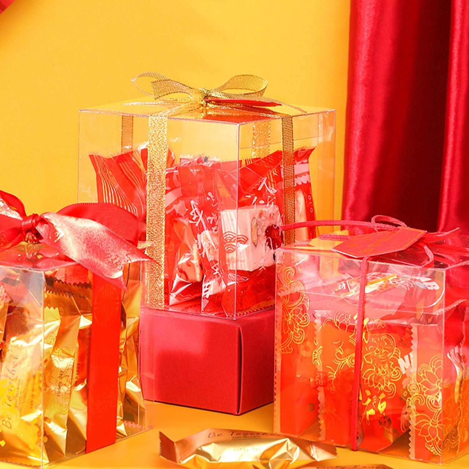 manufacturer direct coobbar clear candy gift box,12 pack clear pvc plastic boxes gift boxes for party favors, wedding, birthday presents, candy, cupcakes, jewelry,christmas gift packing (6 x 6 x 6 inches) supplier direct