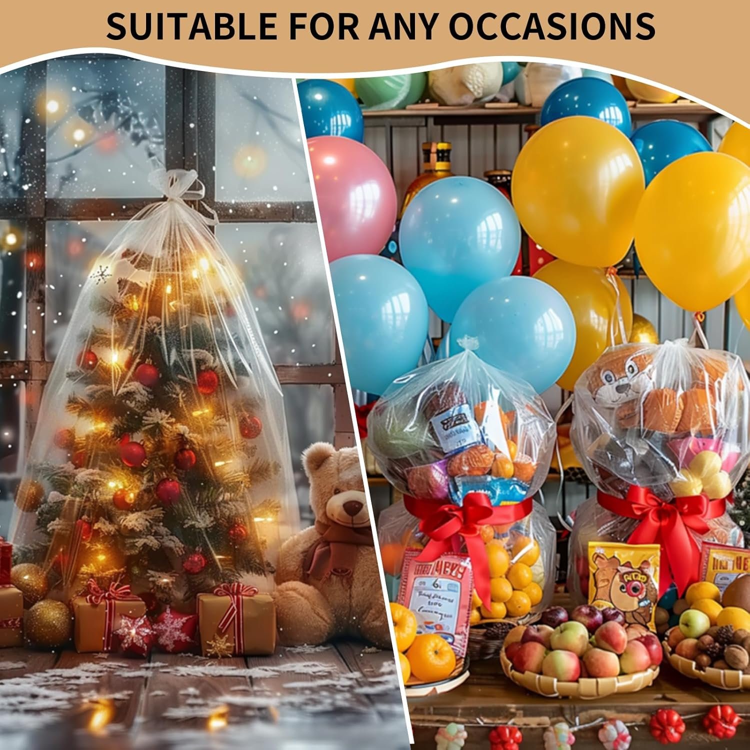 trade price 6pcs extra large cellophane bags 40x50 inch clear cellophane gift bags cellophane wrap for gift baskets 2.5 mil thick wholesale supplier