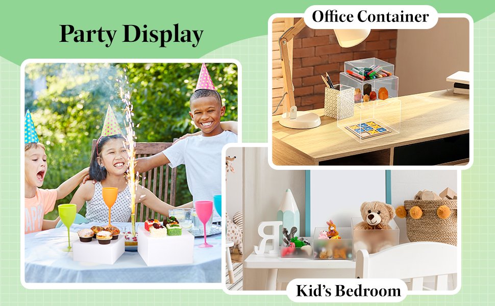 buy in bulk tuanse 6 pcs buffet risers, food risers for buffet table, display stand for catering dessert collectibles jewelry figures show, 5 sided acrylic cube display organizer nesting risers(white) source from factory