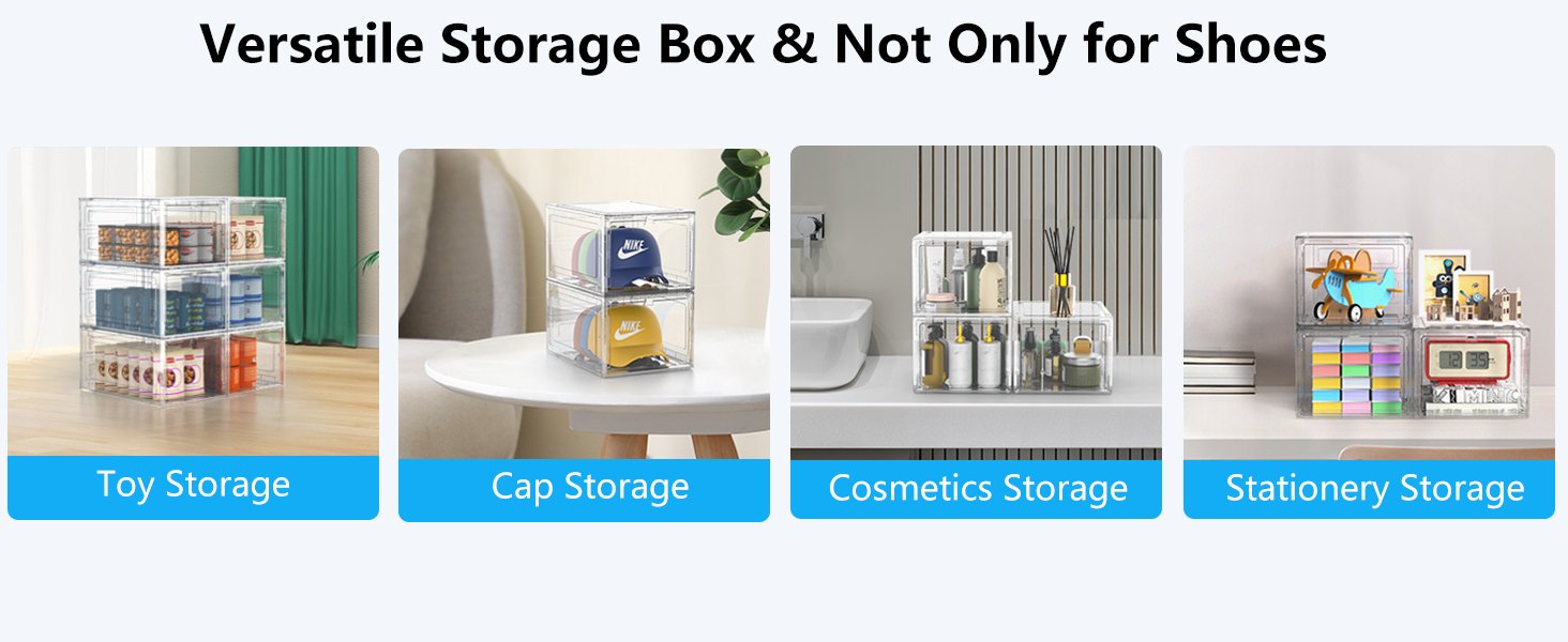 Acquista all'ingrosso 6 scatole rigide, robuste, spesse, grandi, per riporre le scarpe nell'armadio, contenitori trasparenti impilabili per scarpe da ginnastica, contenitori espositori con coperchi, trasparenti, provenienti dalla fabbrica.