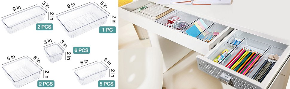 factory direct 16 pcs drawer organizer set, 5 varied size bathroom and kitchen drawer cabinet organizer trays, clear storage bins for makeup, jewelry, utensils and gadgets oem/odm services factory direct 16 pcs drawer organizer set, 5 varied size bathroom and kitchen drawer cabinet organizer trays, clear storage bins for makeup, jewelry, utensils and gadgets oem/odm services