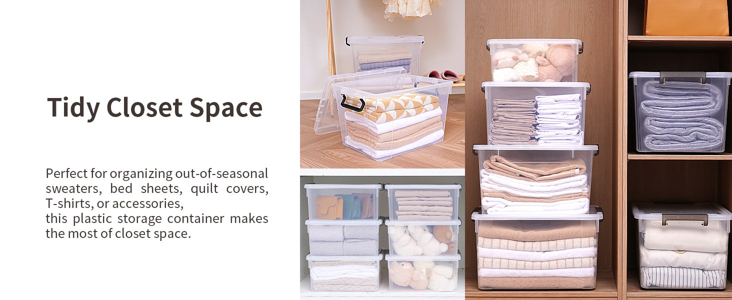 factory price citylife 17 qt plastic storage bins with latching lids stackable storage containers for organizing large clear storage box for garage, closet, classroom, kitchen, 2 packs volume discount