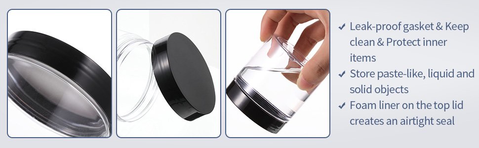 factory direct satinior 24 pieces empty clear plastic jars with lids round storage containers wide-mouth for beauty product cosmetic cream lotion liquid butter craft and food (black lid, 2 oz) oem/odm services factory direct satinior 24 pieces empty clear plastic jars with lids round storage containers wide-mouth for beauty product cosmetic cream lotion liquid butter craft and food (black lid, 2 oz) oem/odm services