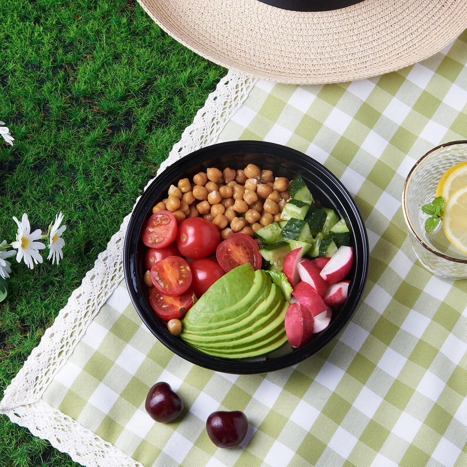 direct bulk orders fuling 24 oz 50 ct round meal prep food storage containers with lids to go plastic lunch plan box disposable take out bowls black bpa free reusable durable stackable microwave freezer dishwasher safe low-cost wholesale