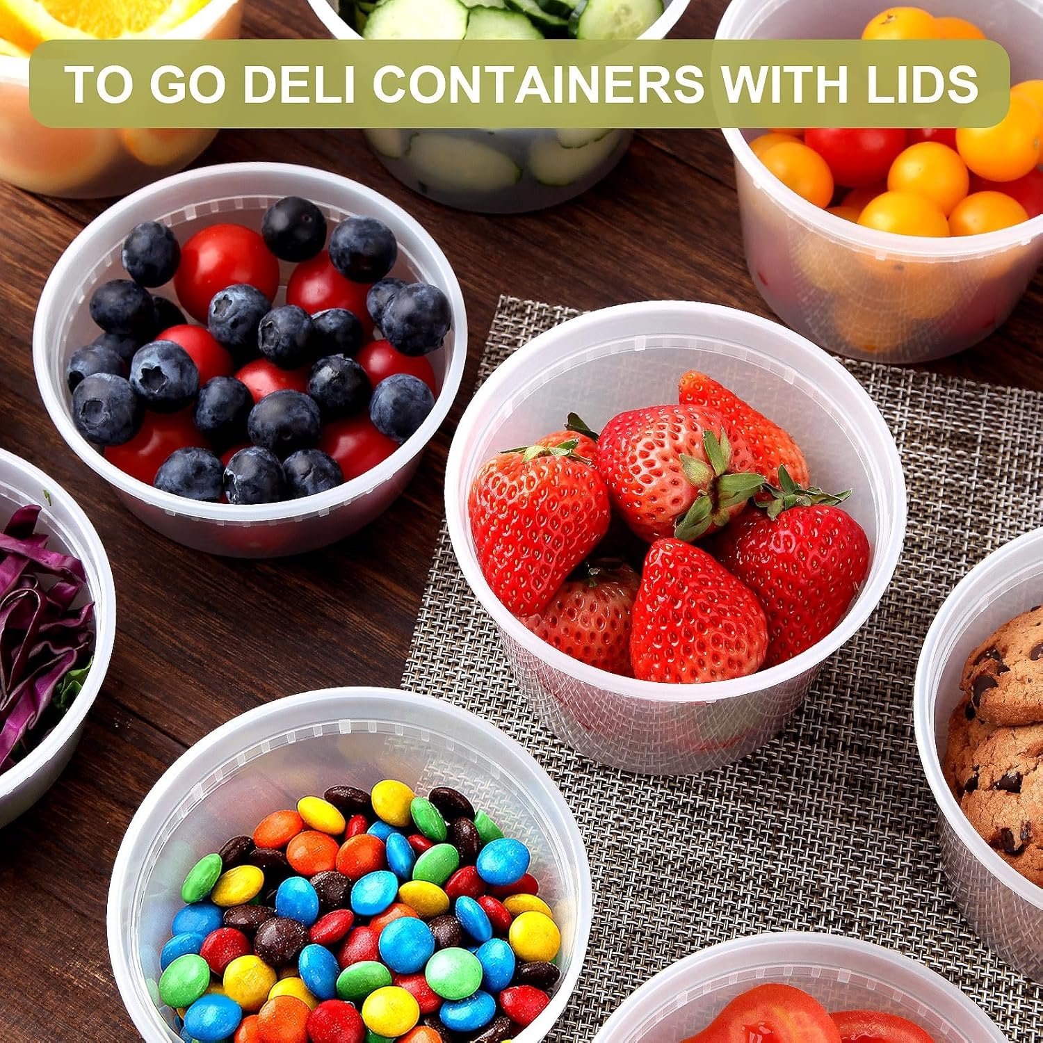factory direct deli containers with lids 50 sets - pint plastic soup containers 16oz 8oz clear food storage containers with lids leakproof, reusable take out for restaurant, microwave/freezer/dishwasher safe oem/odm services