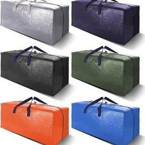factory price heavy duty extra large moving bags w/backpack straps - strong handles & zippers, storage totes for space saving, fold flat, alternative to box and bin (set of 6, multicolor) volume discount