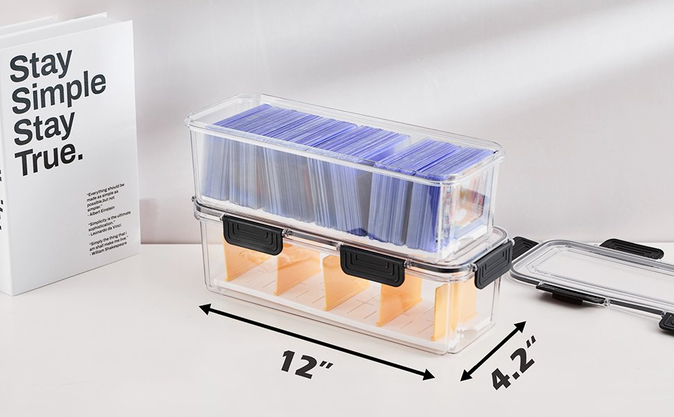 buy in bulk toploader storage box, trading card storage box with 5 dividers, hard plastic tcg card storage box for top loaders, large for 165 toploaders 650 cards (2 pack) source from factory