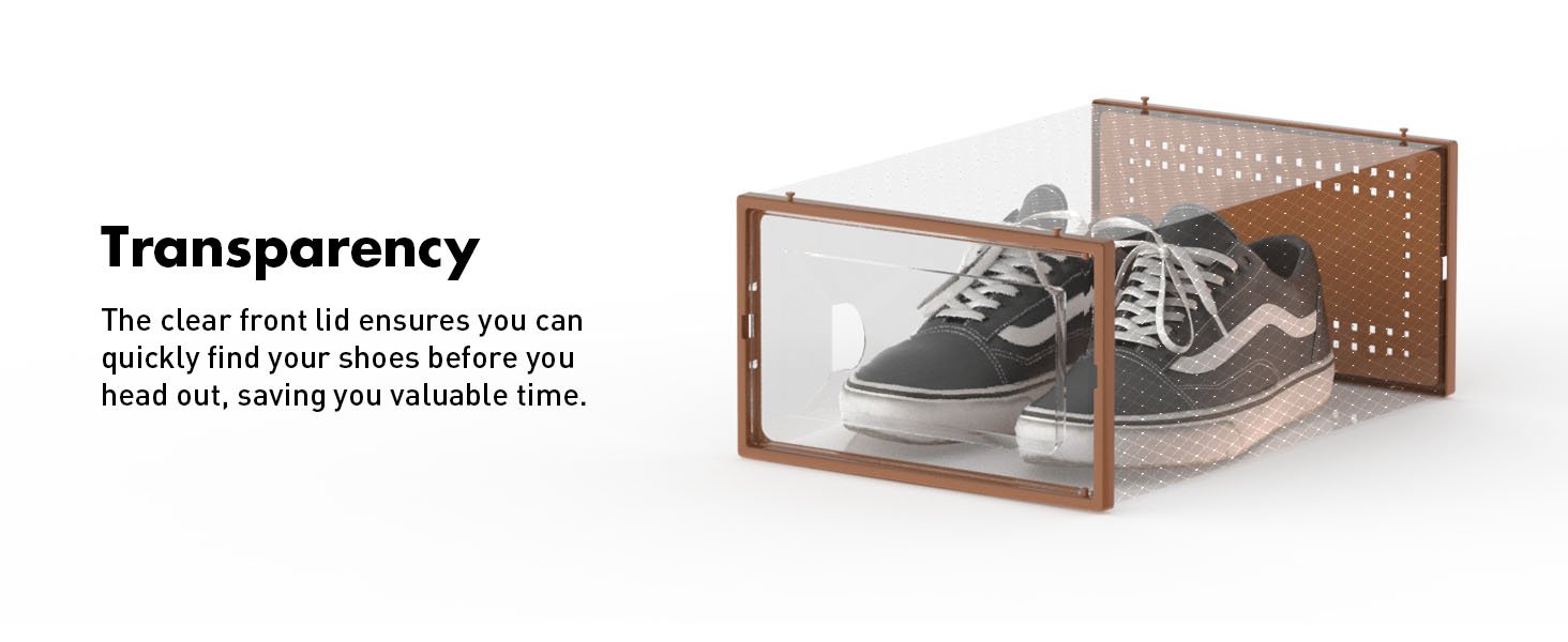 factory direct shoe storage box, 15 pack clear plastic stackable shoe organizer for closet, interlocking design shoe container bins for sneakers, foldable shoe rack with lids, brown oem/odm services
