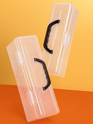 buy in bulk udefineit 2 sizes portable clear acrylic paint organizer boxes with handle, empty craft paint storages for paint bottle/brush, hold up to 30 bottles of 2 fl. oz acrylic paints, plastic long pencil box source from factory