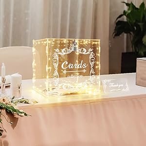 buy in bulk diwnelem acrylic wedding card box with lock string light clear large card box for wedding letter box envelope box acrylic gift card box money box for party birthday reception source from factory