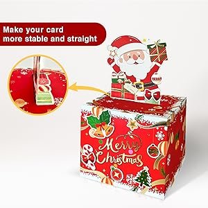trade price christmas money box for cash gift pull, surprise explosion gift with 60pcs transparent bags for christmas, diy holiday cash box for money holder for women men girls boys mom dad (red) wholesale supplier