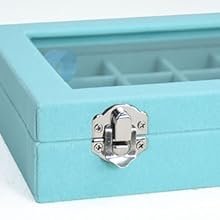 trade price velvet jewelry box 24 grid jewelry ring display organiser box tray holder earrings storage case for girls wife mom women (beige) wholesale supplier