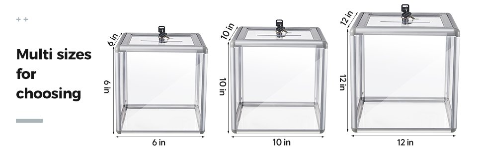 buy in bulk acrylic donation box reinforcement large ballot box with slot raffle box suggestion box with lock cash storage container for fundraising voting charity contest tip (clear,10 x 10 x 10 in) source from factory buy in bulk acrylic donation box reinforcement large ballot box with slot raffle box suggestion box with lock cash storage container for fundraising voting charity contest tip (clear,10 x 10 x 10 in) source from factory