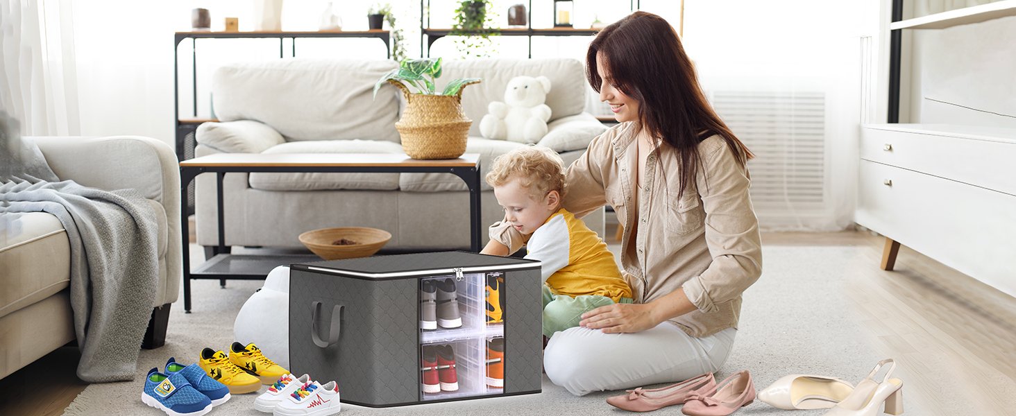 factory direct 90 l large storage bags, 6 pack clothes storage bins foldable closet organizers storage containers with reinforced handle for clothing, blanket, comforters, bed sheets, pillows and toys (gray) oem/odm services