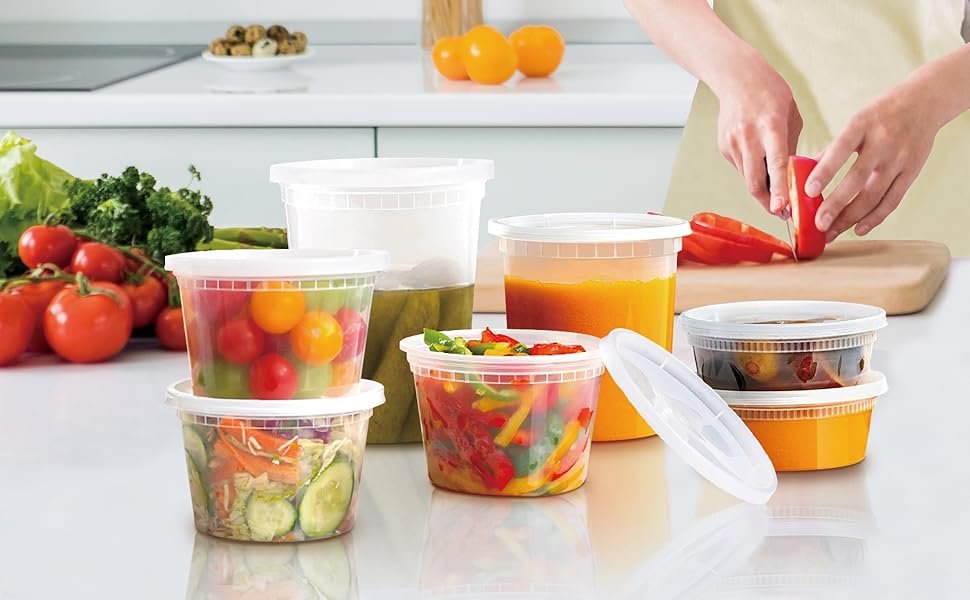 direct bulk orders tashibox 48 pack plastic deli containers with 54 lids (16 & 32 oz 24 each) - food storage containers - clear disposable meal prep containers, bpa free, stackable, leakproof, microwave and freezer safe low-cost wholesale
