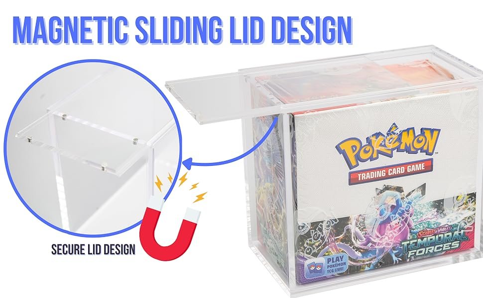 buy in bulk acrylic display case for pokemon booster box magnetic sliding lid 5mm clear acrylic protective display box (1 pack) source from factory