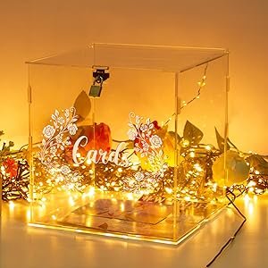 buy in bulk dezzer acrylic wedding card box with sign, large clear acrylic card box with lock for wedding reception anniversary shower birthday party events decorations source from factory