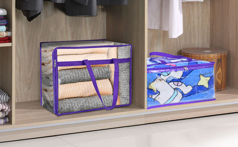 factory direct budding joy 6 pack clear zippered storage bags for clothes,40l closet organizers and storage containers vinyl moving bag for bedding, linen, blankets, comforters, clothing & toys oem/odm services