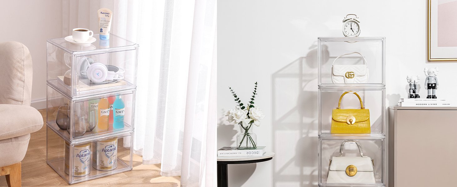 buy in bulk attelite plastic purse and handbag storage organizer for closet, clear acrylic display case with magnetic door for wallet, book, cosmetic, clutch organization 3 pcs source from factory