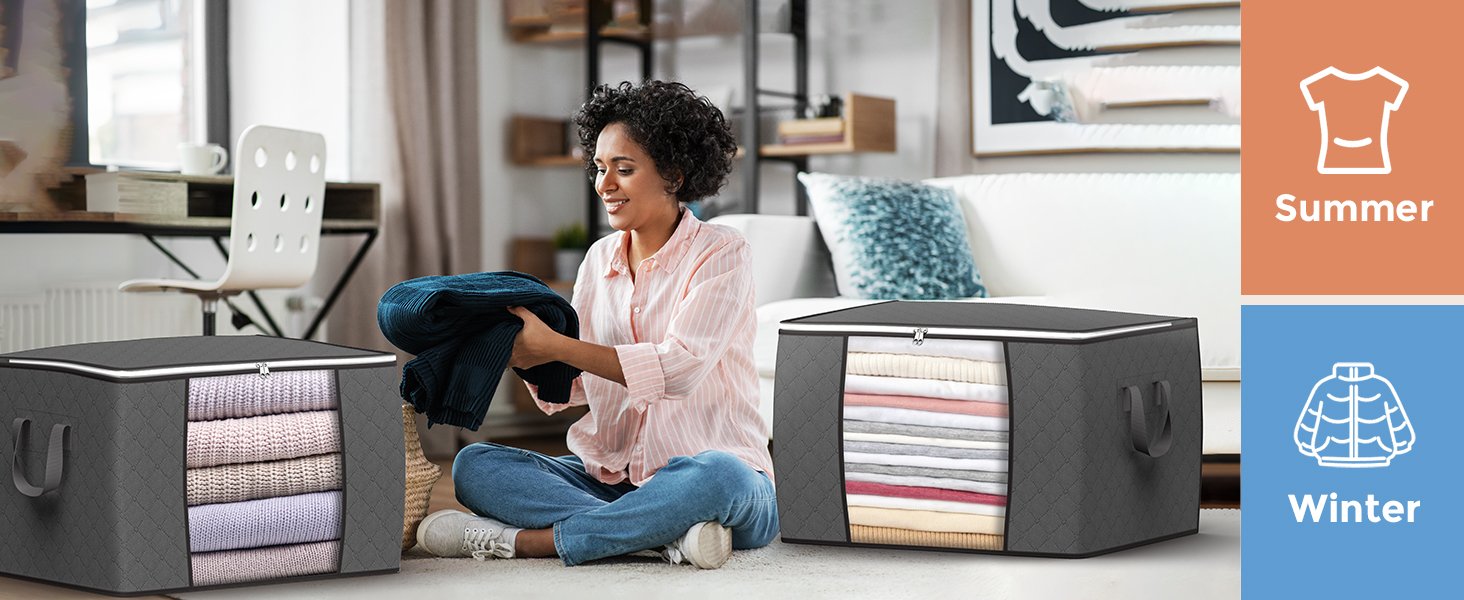 factory direct 90 l large storage bags, 6 pack clothes storage bins foldable closet organizers storage containers with reinforced handle for clothing, blanket, comforters, bed sheets, pillows and toys (gray) oem/odm services