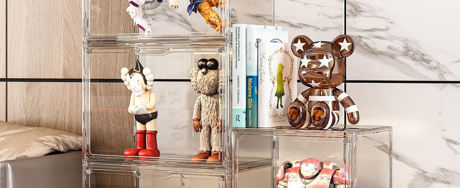 buy in bulk dilibra 4 packs clear plastic handbag storage organizer for closet, acrylic display case for purse and handbag, stackable storage boxes bag organizer with magnetic door for clutch wallet book toys source from factory