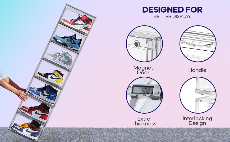 buy in bulk clear shoe boxes with lid –360° clear plastic stackable sneaker storage for sneakerhead. professional grade acrylic shoe display case .purse and hat organizer storage.fits us size 14 2 source from factory