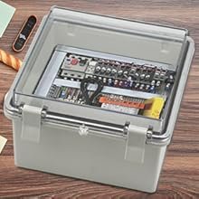 factory price zulkit junction box abs plastic dustproof waterproof ip65 electrical boxes hinged shell outdoor universal project enclosure clear cover with 2 cable glands 5.9 x 3.9 x 2.8 inch (150x100x70 mm) volume discount