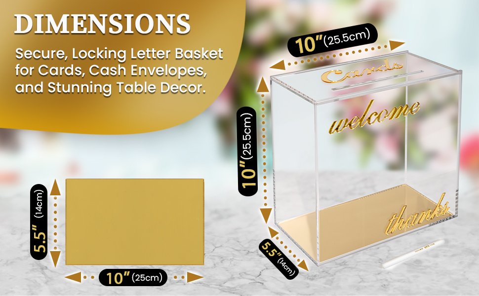 buy in bulk personalized acrylic card box with gold mirror - clear wedding box for cards, cash & envelopes, includes customization marker for parties, events & gifts. source from factory buy in bulk personalized acrylic card box with gold mirror - clear wedding box for cards, cash & envelopes, includes customization marker for parties, events & gifts. source from factory