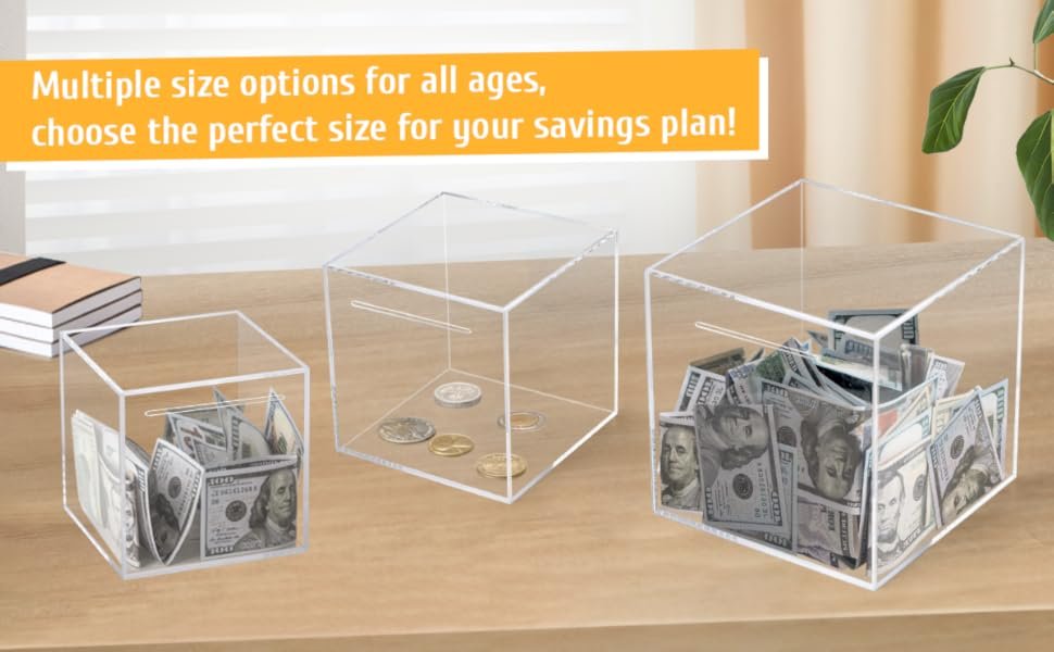 buy in bulk clear acrylic piggy bank for adults kids, clear money saving box must break to open, unopenable piggy bank for cash coins - 4.72