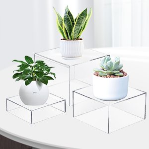 Compre no atacado: pacote com 6 unidades de caixas expositoras de acrílico cristalino em formato de cubo, com bases empilháveis e fundo oco. Organizador de acrílico em formato de cubo de 5 lados para joias, colecionáveis, cosméticos e figuras. Direto da fábrica.