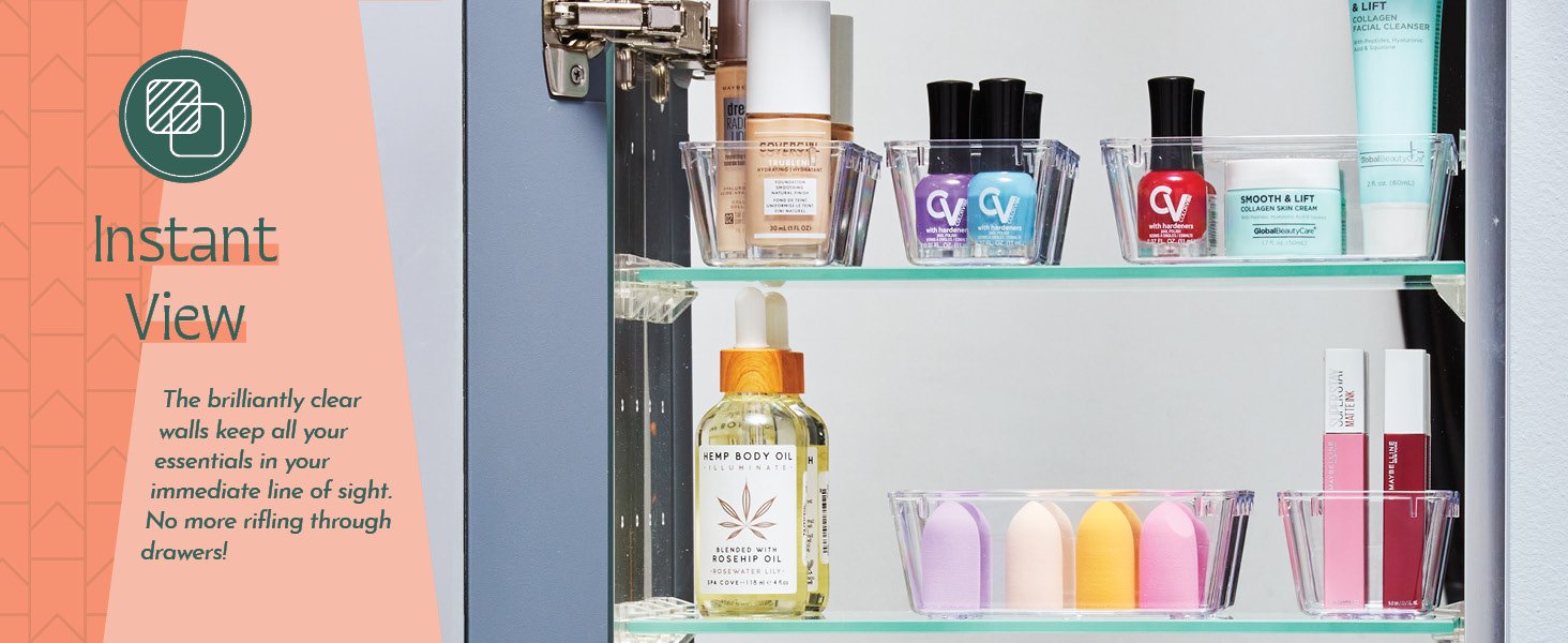 factory direct 25 pcs clear plastic drawer organizers set, 4 sizes clear drawer organizers & storage bins for makeup/jewelry vanity, kitchen gadgets or office desk. bathroom drawer organizer trays with non-slip pads oem/odm services