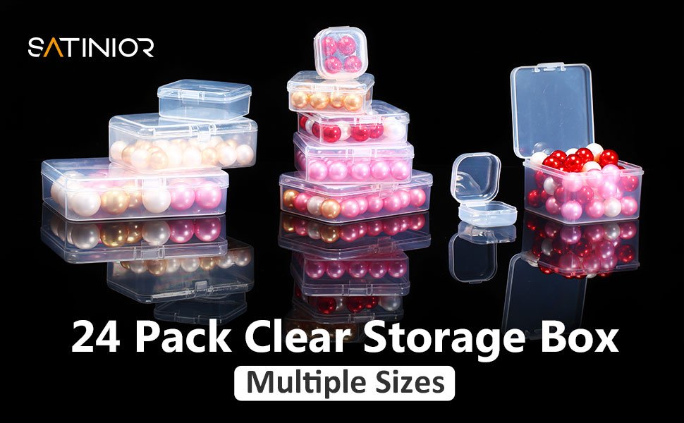 factory price satinior 24 packs small clear plastic beads storage containers box with hinged lid for storage of small items, crafts, jewelry, hardware, 2.12 x 2.12 x 0.79 in volume discount factory price satinior 24 packs small clear plastic beads storage containers box with hinged lid for storage of small items, crafts, jewelry, hardware, 2.12 x 2.12 x 0.79 in volume discount