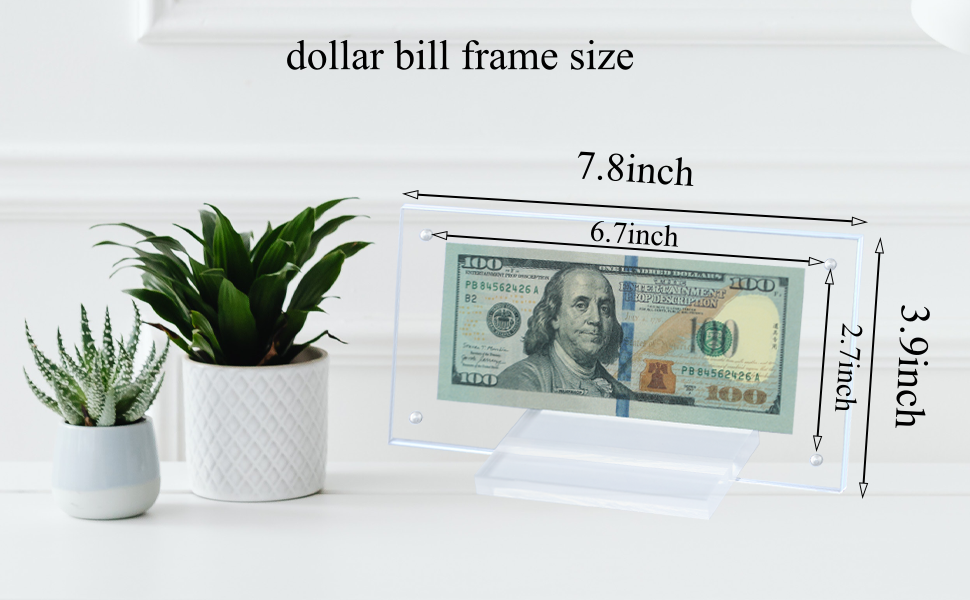 buy in bulk 2pcs dollar bill frame display acrylic dollar bill holder for collectors currency frame display case double-sided transparent ticket banknotes stamp photo protector(transparent-2) source from factory