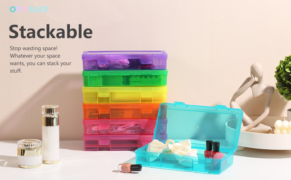 factory price 9 pack medium colored plastic hobby art craft organizer, mini plastic storage containers with latching lid, for pencil box, lego, crayon volume discount