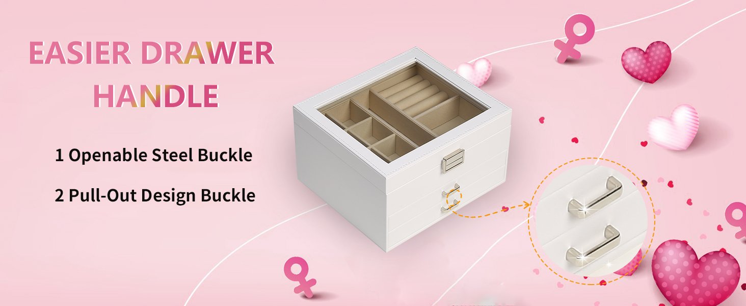 trade price boovo clear lid jewelry box,3 layers jewelry organizer large multi-functional jewelry storage box with 2 drawers,jewelry display case of rings earrings necklace bracelets for women girls (white) wholesale supplier