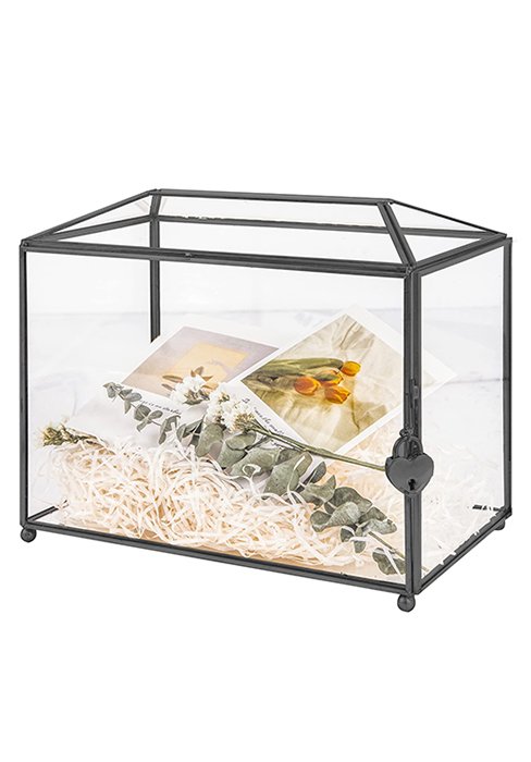 Compre em grandes quantidades caixas de acrílico de 25 cm (10") para cartões - caixa para cartões de casamento, recepção, aniversário, festa, cofrinho, caixa dos desejos, festa de formatura, elegante caixa grande transparente para cartões - ACB001. Direto da fábrica.