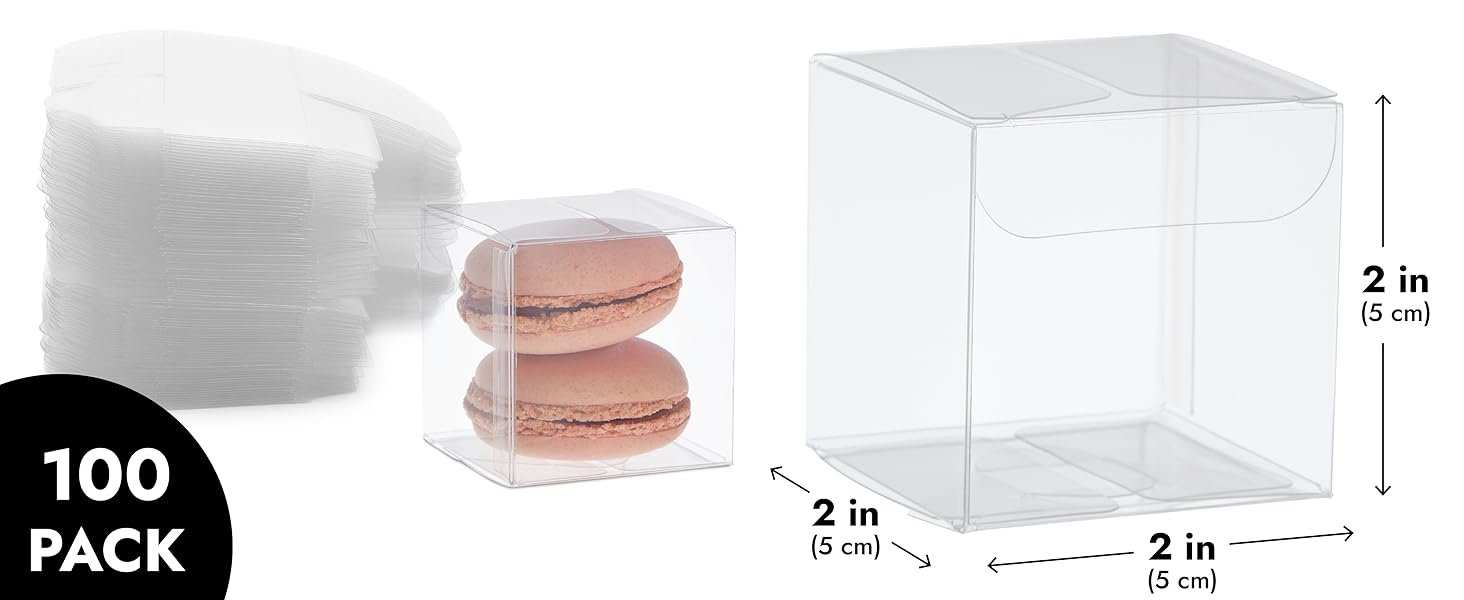 manufacturer direct juvale 100-pack clear gift boxes - 2x2x2 in square plastic transparent favor boxes for wedding, baby shower, birthday party supplier direct