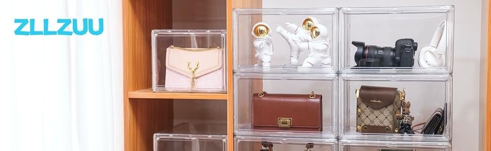 Compre a granel organizador de bolsas e bolsas para armário, vitrine de acrílico transparente para itens colecionáveis, pacote com 4 caixas de armazenamento de plástico com porta magnética para carteira, cosméticos (x grande) de fábrica Compre a granel organizador de bolsas e bolsas para armário, vitrine de acrílico transparente para itens colecionáveis, pacote com 4 caixas de armazenamento de plástico com porta magnética para carteira, cosméticos (x grande) de fábrica