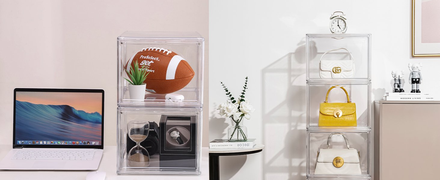 buy in bulk attelite plastic purse and handbag storage organizer for closet, clear acrylic display case with magnetic door for wallet, book, cosmetic, clutch organization 3 pcs source from factory