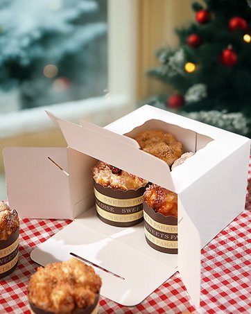 manufacturer direct 25 gold bakery boxes with window 5x5x3.5 inches, dessert boxes to go with window, treat boxes for small bakery, dessert, candy, cookies, pastry, party favors, wedding cake supplier direct