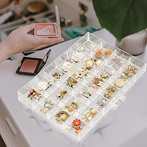 buy in bulk acrylic jewelry box with 5 drawers, 120 compartments transparent storage box, transparent display stand for earrings, necklaces, rings and bracelets source from factory
