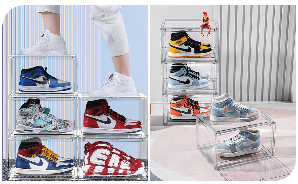 buy in bulk clear shoe boxes with lid –360° clear plastic stackable sneaker storage for sneakerhead. professional grade acrylic shoe display case .purse and hat organizer storage.fits us size 14 2 source from factory