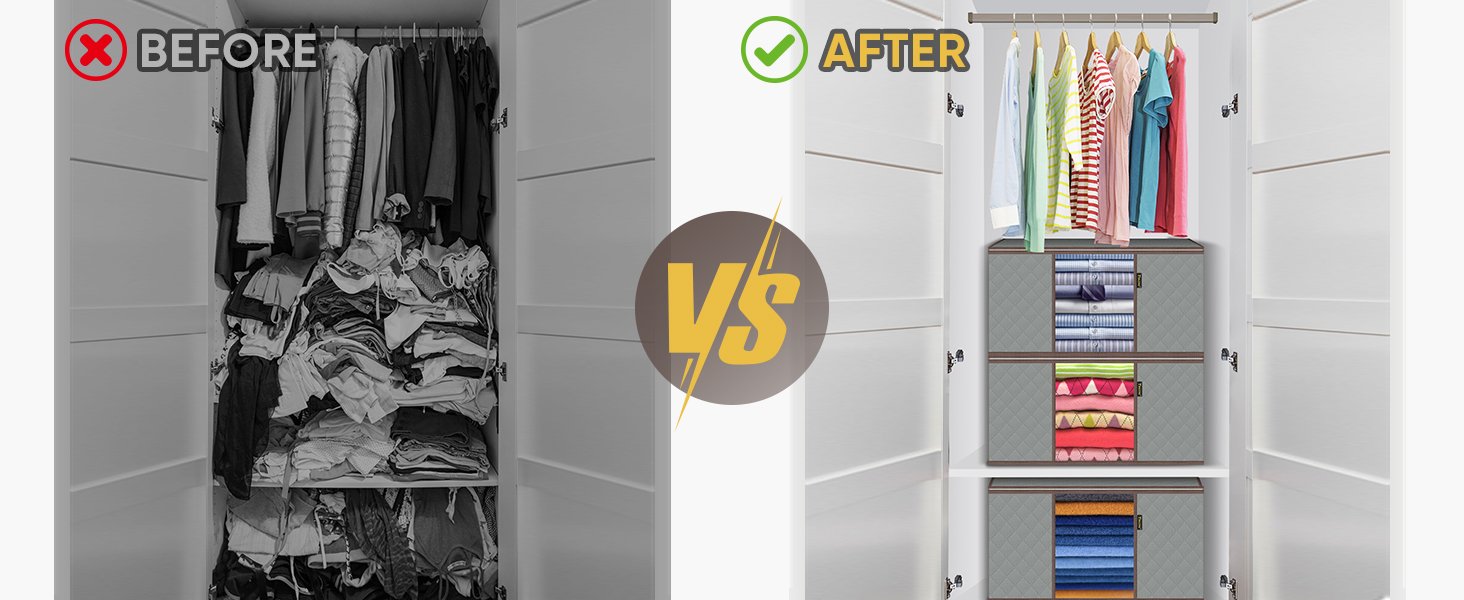 factory price baleine 2 pack clothes storage bags, 24 gallon storage containers with reinforced handle sturdy zipper, closet storage for blanket comforter pillow bedding (grey, 2 pack) volume discount