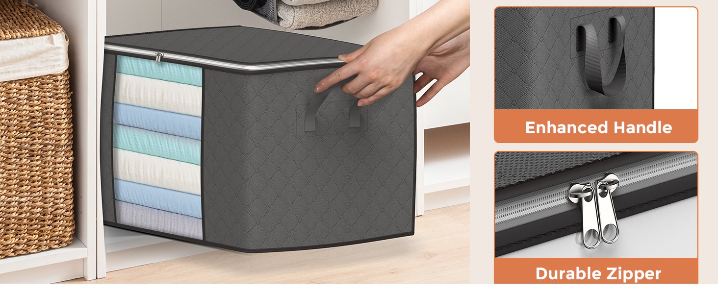 factory direct 90 l large storage bags, 6 pack clothes storage bins foldable closet organizers storage containers with reinforced handle for clothing, blanket, comforters, bed sheets, pillows and toys (gray) oem/odm services