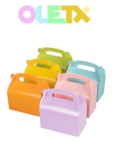 trade price oletx 30-pack white party favor treat boxes, goodie boxes, gable paper gift boxes with handles. perfect for wedding, birthday, graduation, babyshower. wholesale supplier