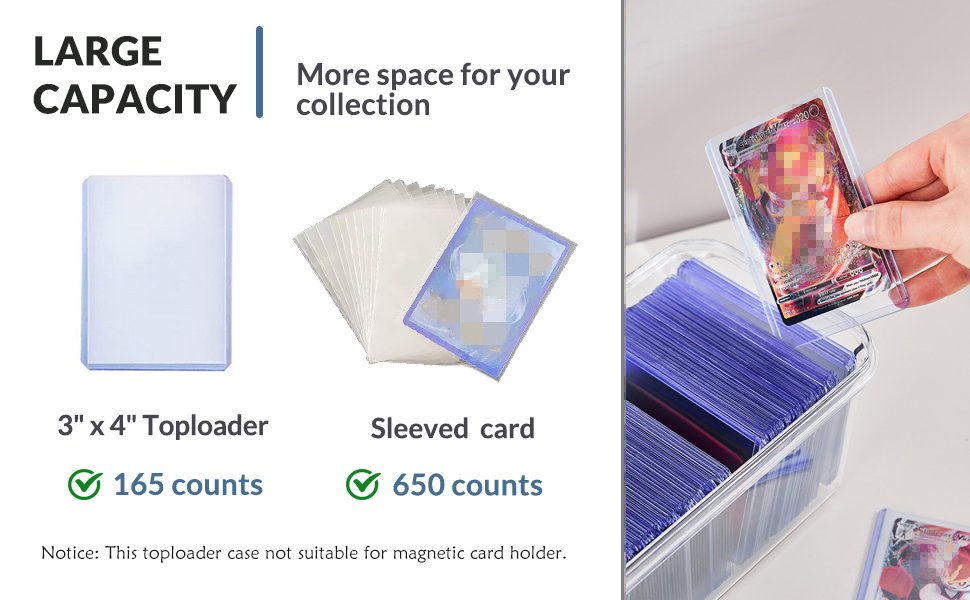 buy in bulk toploader storage box, trading card storage box with 5 dividers, hard plastic tcg card storage box for top loaders, large for 165 toploaders 650 cards (2 pack) source from factory