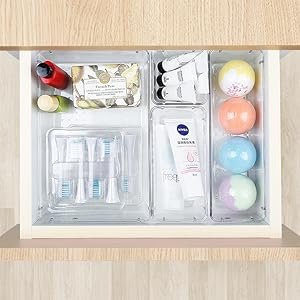 factory direct 16 pcs drawer organizer set, 5 varied size bathroom and kitchen drawer cabinet organizer trays, clear storage bins for makeup, jewelry, utensils and gadgets oem/odm services factory direct 16 pcs drawer organizer set, 5 varied size bathroom and kitchen drawer cabinet organizer trays, clear storage bins for makeup, jewelry, utensils and gadgets oem/odm services