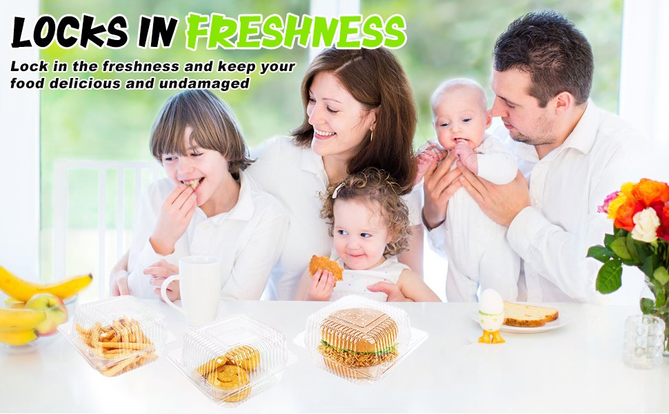 direct bulk orders 100 pack 5 x 5 inch clear plastic disposable clamshell container,hinged take out clamshell dessert container with lid takeout tray disposable food clamshell containers for dessert,cakes,sandwiches low-cost wholesale