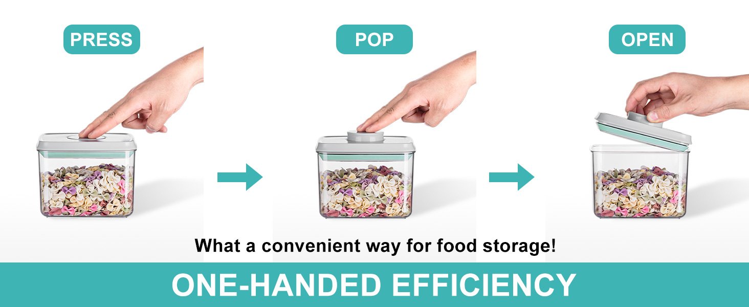 factory direct ankou pop airtight food storage containers with lids- 3 pcs stackable one button opening food containers, kitchen pantry storage containers for snacks candy salt herbs spices bpa-free (1.2 qt * 3) oem/odm services