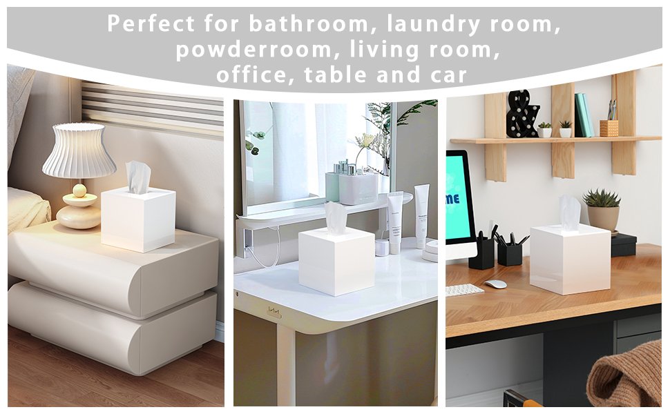 Compre a granel capa de caixa de lenços de acrílico, suporte de caixa de lenços de papel quadrado branco, dispensador de guardanapos faciais para banheiro, cozinha, quarto, escritório, fonte de fábrica